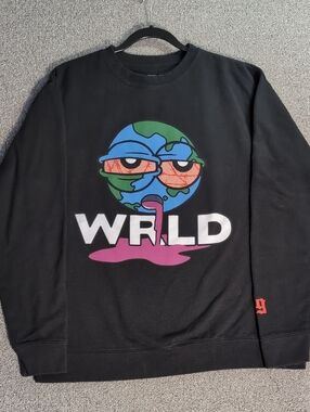 999 Club WRLD Juice World Black Sweatshirt RARE Wasted Purple Lean Size L Black